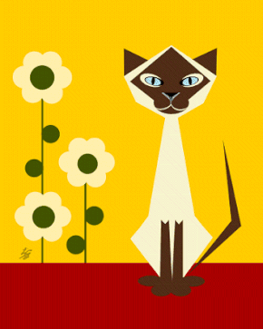 Stylized Cat with flowers