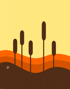 Cattails In Orange Evening Sky Abstract
