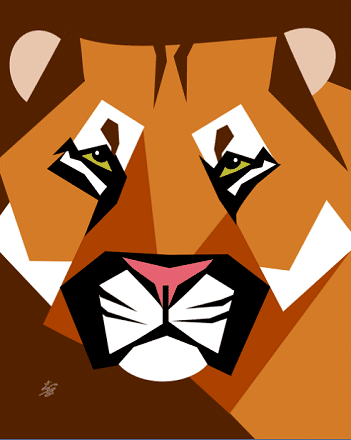 cougar abstract geometric style portrait