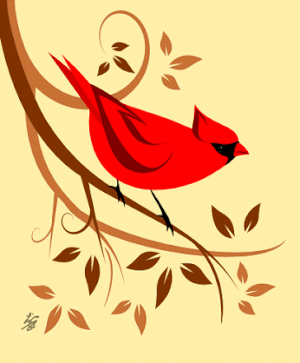 Stylized Red Cardinal Bird Art
