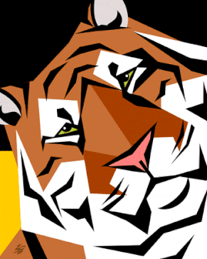 Geometric Abstract Tiger Portrait