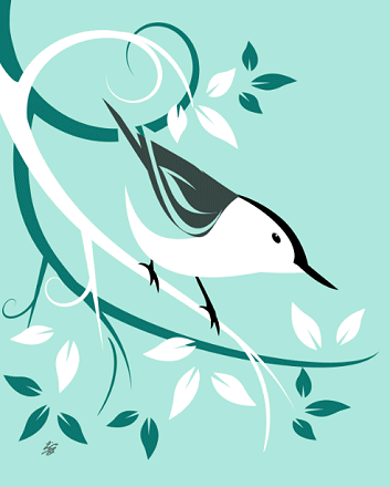 Stylized White Breasted Nuthatch